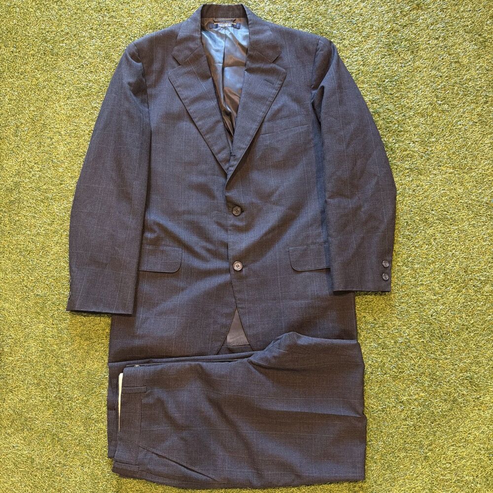 VTG Brooks Brothers 346 Mens Navy Blue Wool Stretch Suit 2 Piece 40 R 32 x 29